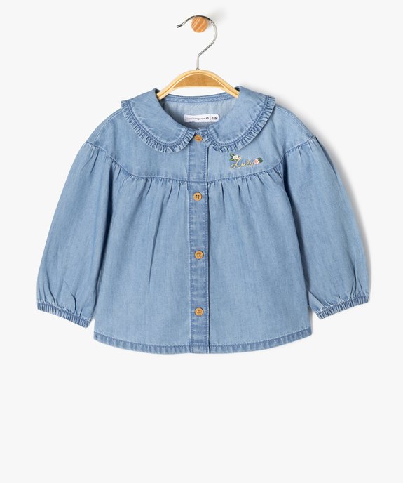 Blouse en toile chambray avec col Claudine bébé fille - LuluCastagnette vue2 - LULUCASTAGNETTE - GEMO