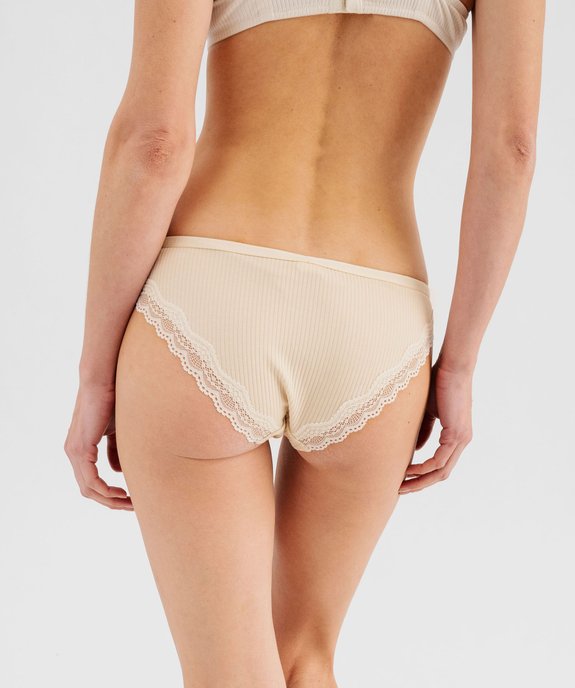 Culotte en maille côtelée avec dentelle femme - LuluCastagnette vue3 - LULUCASTAGNETTE - GEMO