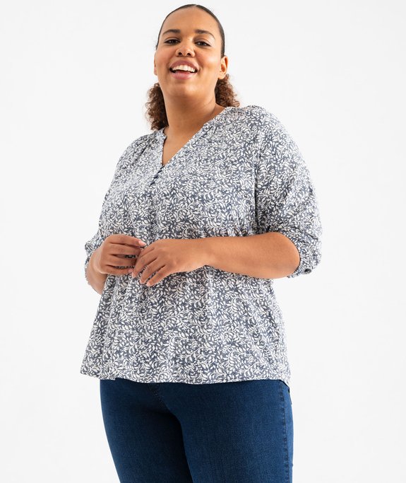 Blouse imprimée à manches 3/4 femme grande taille vue1 - GEMO 4G GT - GEMO