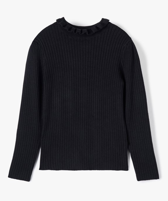 Pull fille en maille côtelée et col montant coupe ajustée vue1 - GEMO (ENFANT) - GEMO