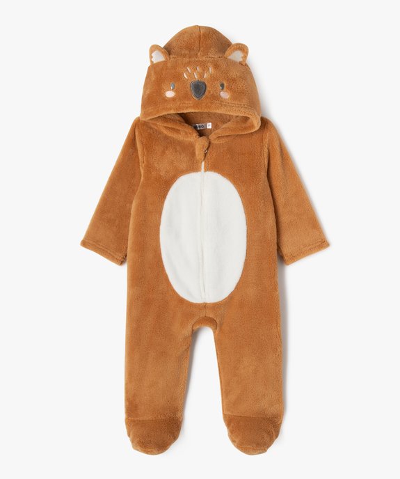 Surpyjama en maille peluche à capuche animée bébé vue1 - GEMO(BB COUCHE) - GEMO