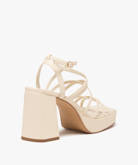 Sandales femme à talon flare unies avec fines brides entrelacées vue5 - GEMO(URBAIN) - GEMO