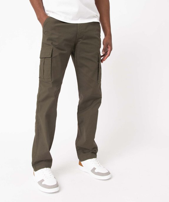 Pantalon homme coupe cargo en coton stretch vue1 - GEMO 4G HOMME - GEMO