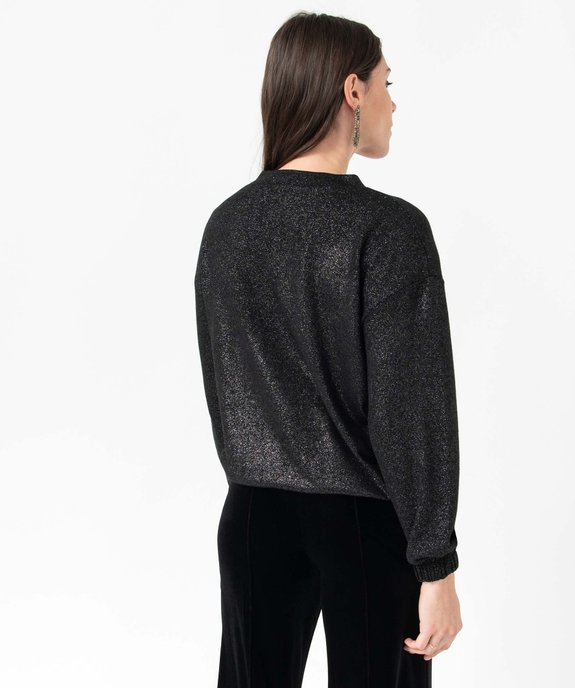 Pull femme à col V en maille pailletée vue3 - GEMO(FEMME PAP) - GEMO