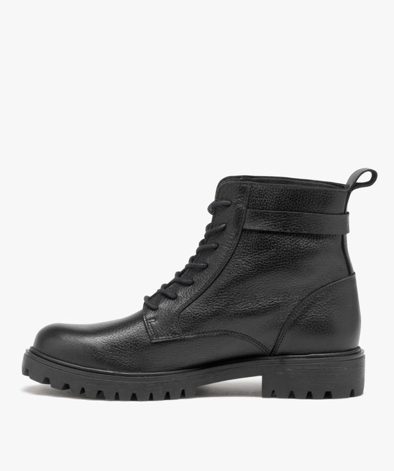 Boots femme en cuir uni et souple à lacets - Taneo  vue3 - TANEO - GEMO