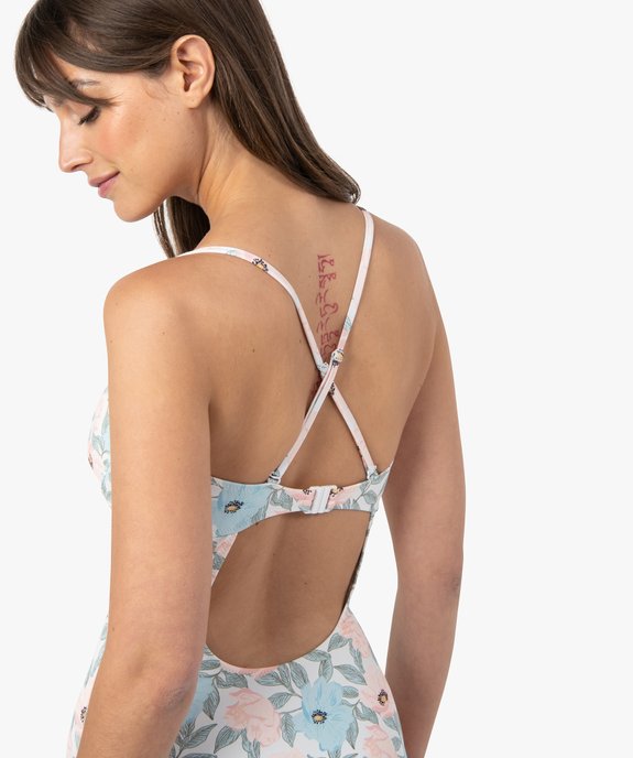 Maillot de bain femme une pièce à motifs fleuris avec armatures vue6 - GEMO (PLAGE) - GEMO