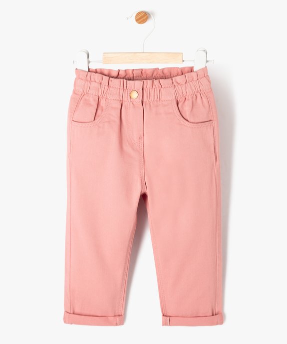 Pantalon en toile de coton avec taille élastique bébé fille vue1 - GEMO(BEBE DEBT) - GEMO