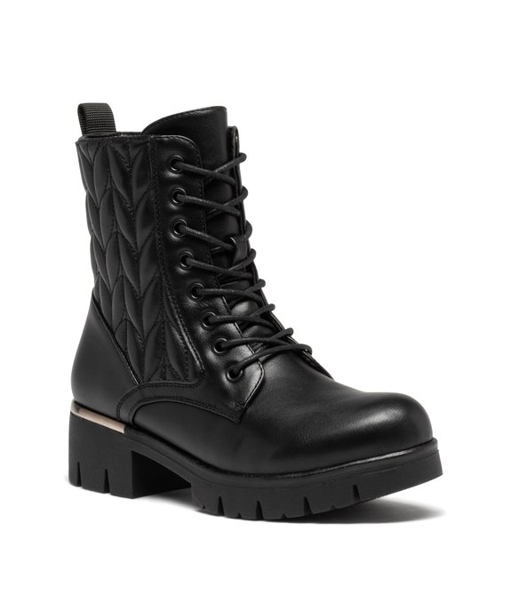 Boots femme dessus uni et matelassé à semelle crantée  vue2 - GEMO (CASUAL) - GEMO