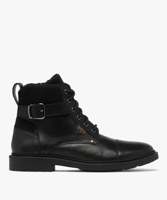 Boots homme casual dessus en cuir et à bout droit style Balmoral vue2 - URBAN STEPS - GEMO