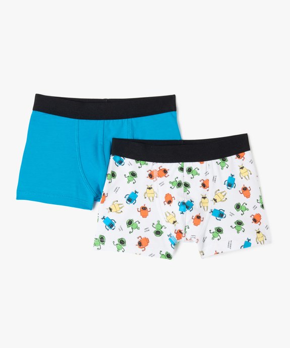 Boxers en coton stretch uni et imprimé garçon (lot de 2) vue1 - GEMO 4G GARCON - GEMO