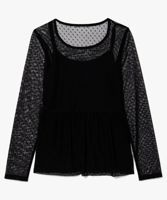 Blouse fille 2-en-1 en plumetis avec basque vue2 - GEMO (JUNIOR) - GEMO