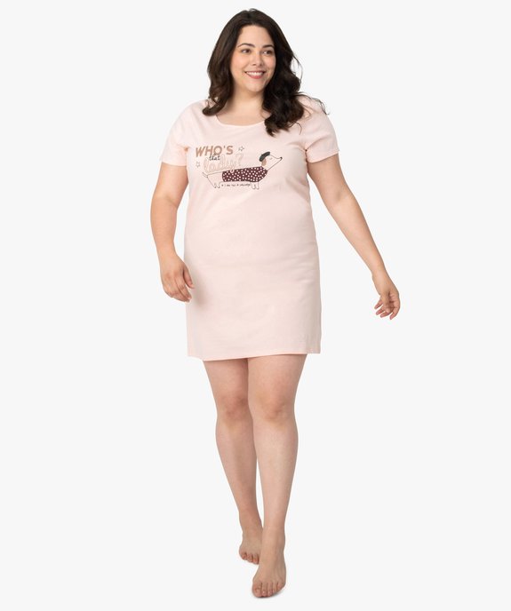 Chemise de nuit à manches courtes avec motifs femme grande taille vue5 - GEMO 4G FEMME - GEMO