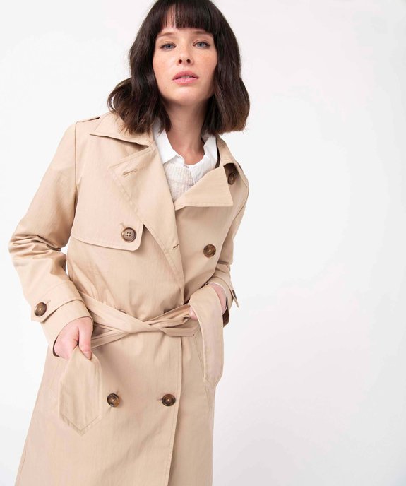 Trench femme court avec ceinture vue1 - GEMO(FEMME PAP) - GEMO