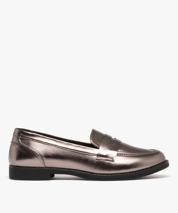 Mocassins femme unis effet métallisé Penny Loafer vue1 - GEMO (CASUAL) - GEMO