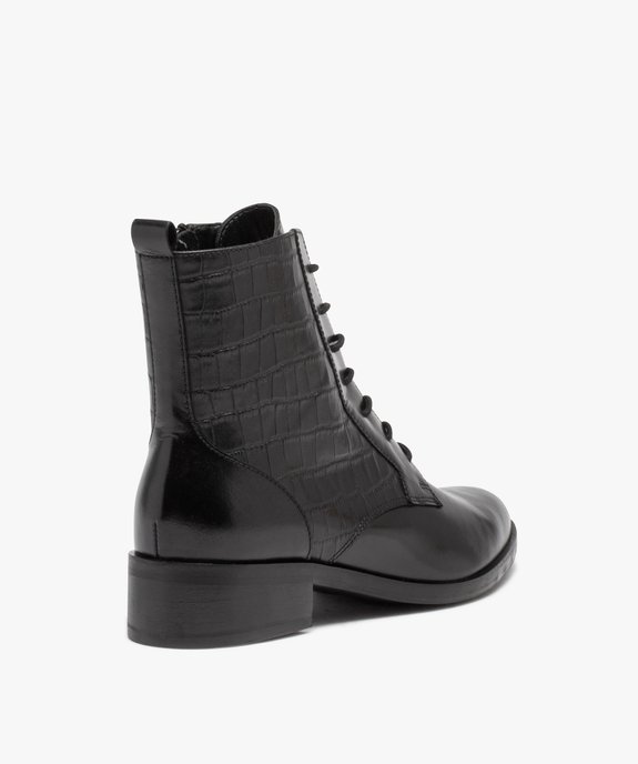 Bottines en cuir à lacets et bout amande femme vue4 - GEMO (CASUAL) - GEMO