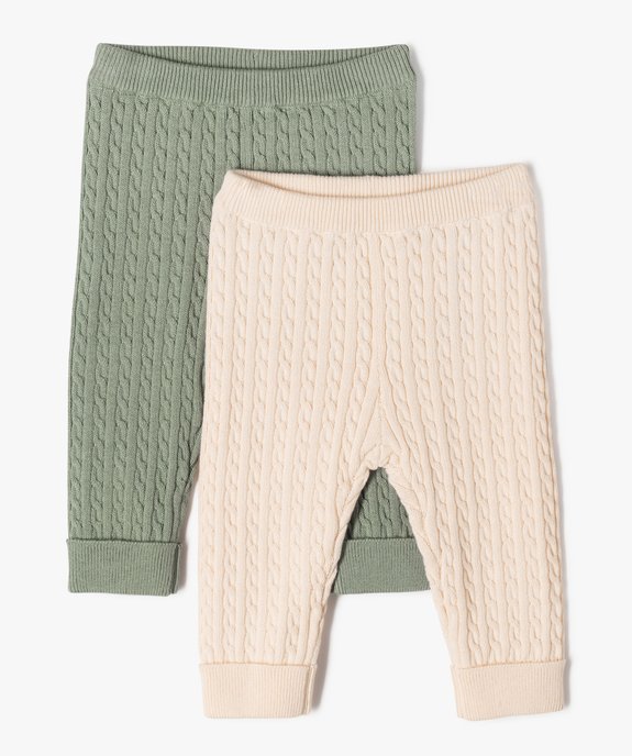 Pantalon bébé en maille torsadée (lot de 2) vue1 - GEMO(BB COUCHE) - GEMO