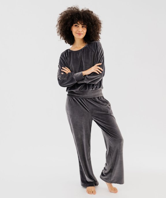 Pyjama en velours coupe large femme vue1 - GEMO(HOMWR FEM) - GEMO