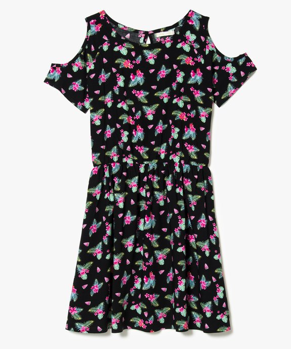 Robe d'été fluide à motifs et épaules dénudées vue1 - GEMO (JUNIOR) - GEMO