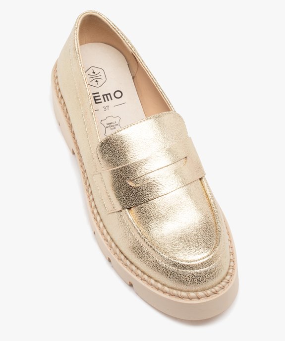 Mocassins femme unis métallisés à semelle épaisse et crantée vue6 - GEMO (CASUAL) - GEMO