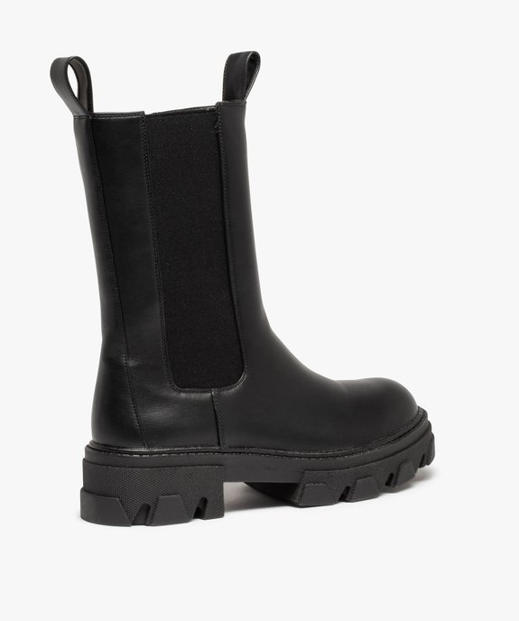 Boots femme Chelsea unies à semelle épaisse et crantée vue4 - GEMO (CASUAL) - GEMO