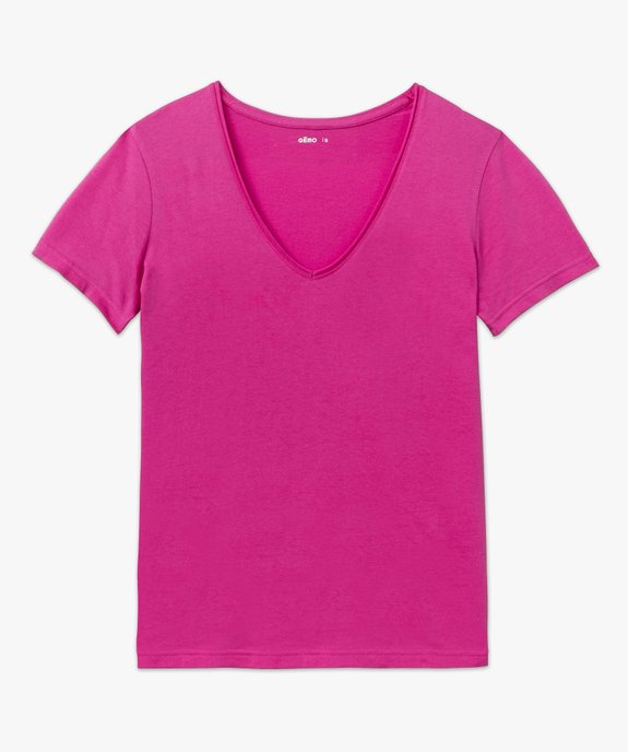 Tee-shirt à manches courtes avec col V roulotté femme vue4 - GEMO(FEMME PAP) - GEMO