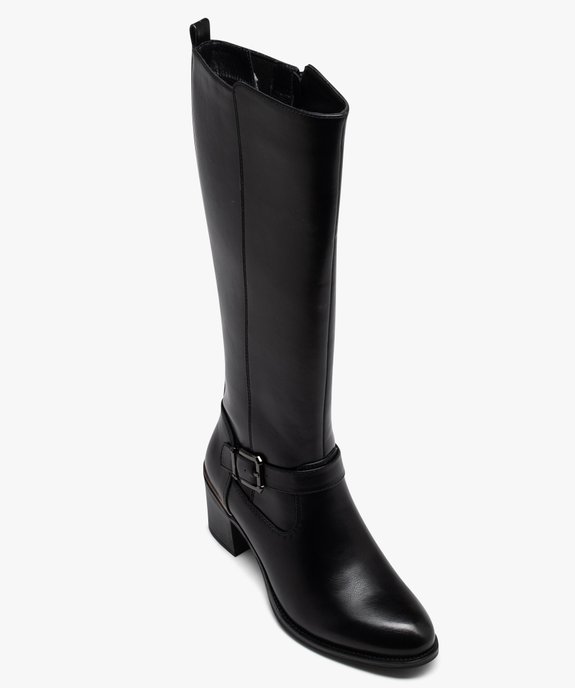 Bottes femme à talon carré dessus uni avec boucle décorative vue5 - GEMO(URBAIN) - GEMO