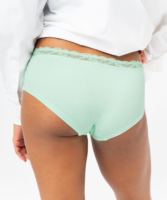 Shorty en coton stretch avec ceinture dentelle femme (lot de 2) vue5 - GEMO 4G FEMME - GEMO