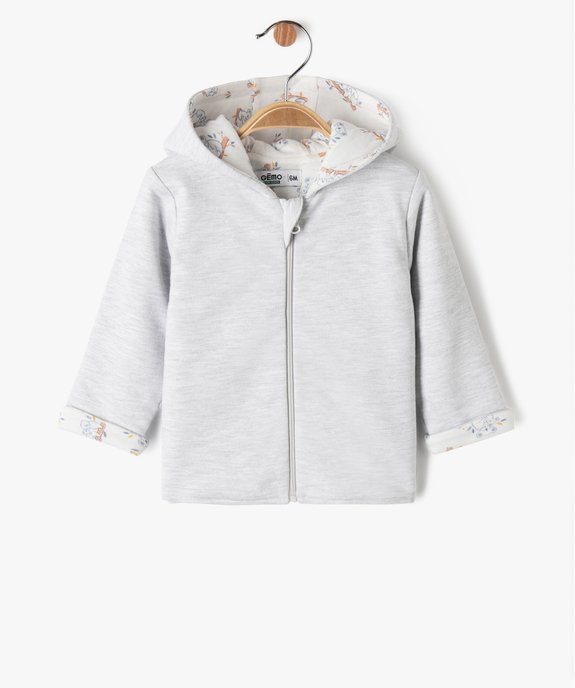 Sweat à capuche zippé réversible bébé garçon vue1 - GEMO 4G BEBE - GEMO