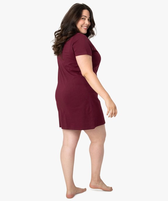 Chemise de nuit à manches courtes avec motifs femme grande taille vue3 - GEMO 4G FEMME - GEMO