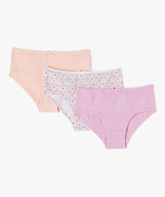 Shorties assorties en coton biologique extensible fille (lot de 3) vue1 - GEMO 4G FILLE - GEMO