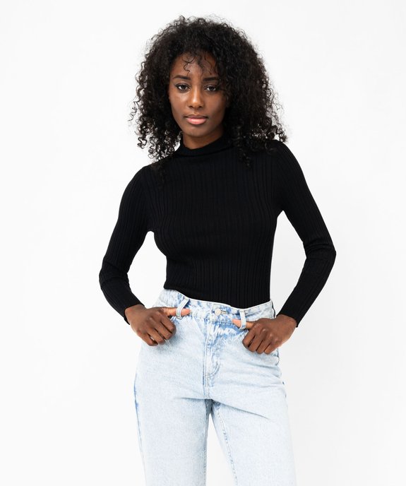 Pull en maille côtelée à col montant femme vue1 - GEMO 4G FEMME - GEMO