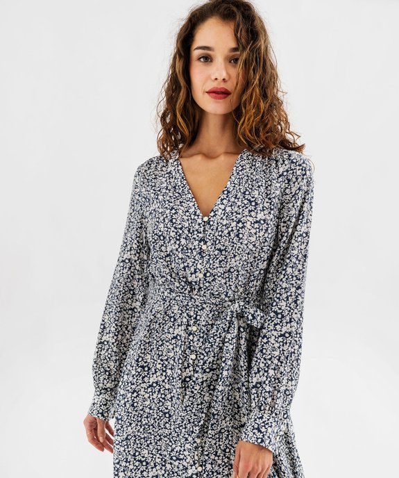 Robe longue à motifs fleuris femme vue2 - GEMO(FEMME PAP) - GEMO