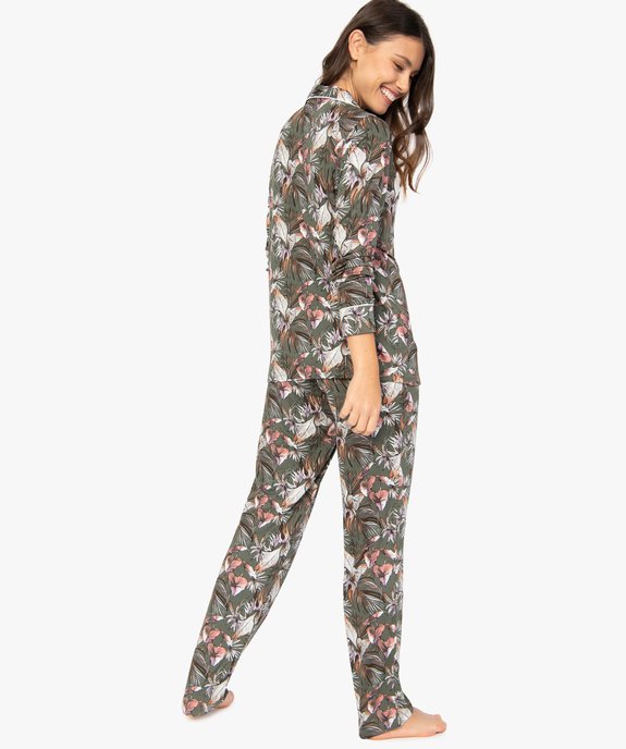 Pyjama deux pièces femme : chemise et pantalon vue3 - GEMO 4G FEMME - GEMO