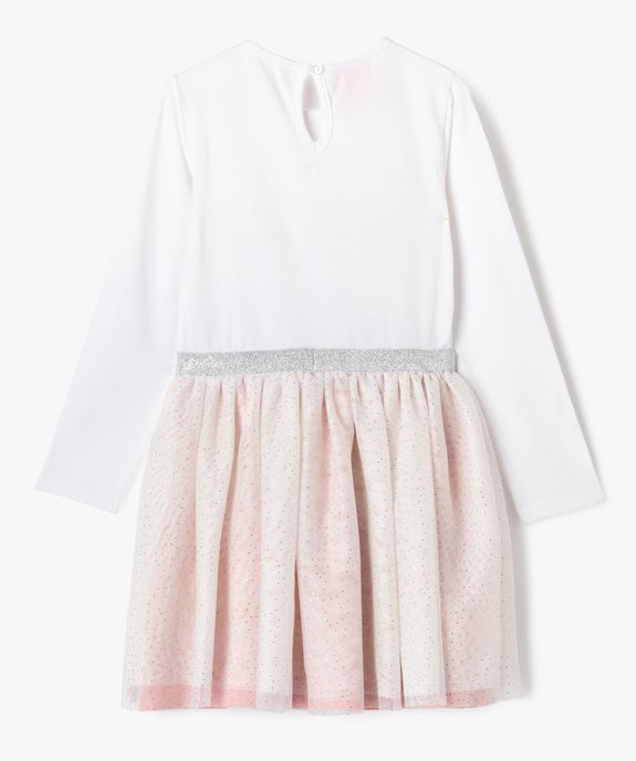 Robe à manches longues en coton et tulle fille - Barbie vue3 - BARBIE - GEMO