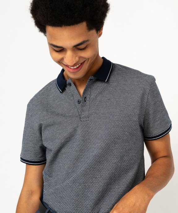 Polo manches courtes à micro motifs jacquard homme vue2 - GEMO 4G HOMME - GEMO