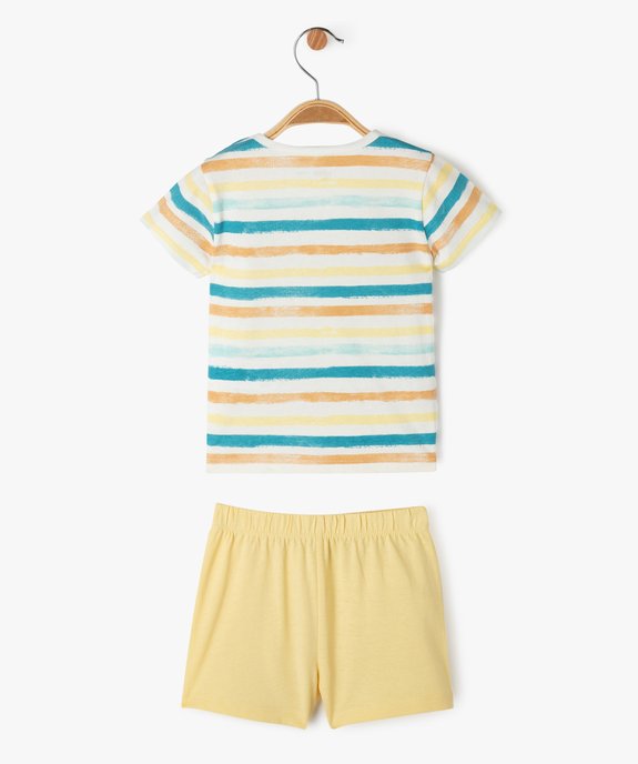 Pyjashort avec tee-shirt rayé bébé garçon vue4 - GEMO 4G BEBE - GEMO