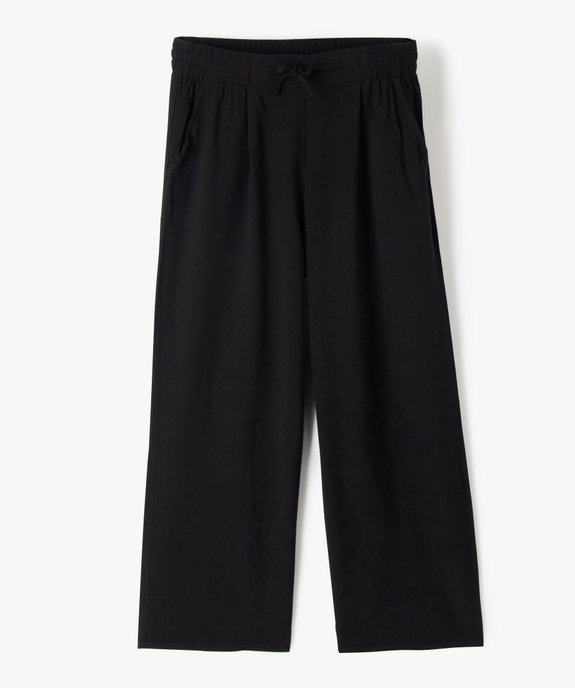 Pantalon fille imprimé avec taille élastiquée et ceinture à nouer vue1 - GEMO (JUNIOR) - GEMO