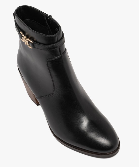 Bottines femme à talon carré et dessus en cuir avec bride fantaisie - Tanéo vue5 - TANEO - GEMO