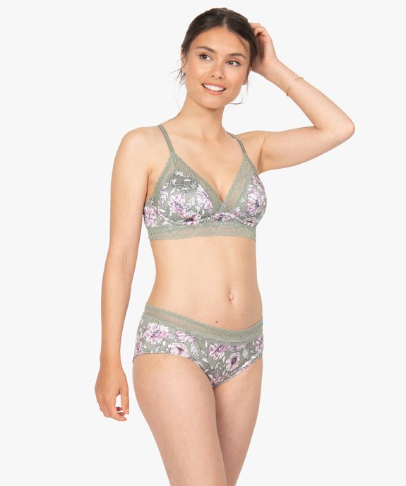 Soutien-gorge femme forme triangle à motifs fleuris et dentelle vue3 - GEMO(HOMWR FEM) - GEMO