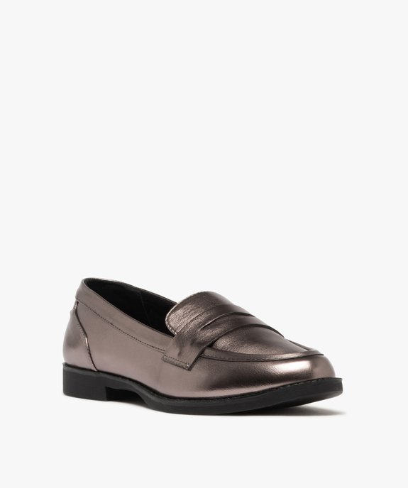 Mocassins femme unis effet métallisé Penny Loafer vue2 - GEMO (CASUAL) - GEMO