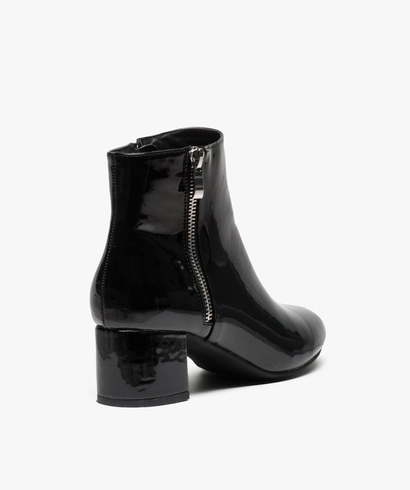 Boots femme à talon carré en suédine unie et zip décoratif vue4 - GEMO(URBAIN) - GEMO