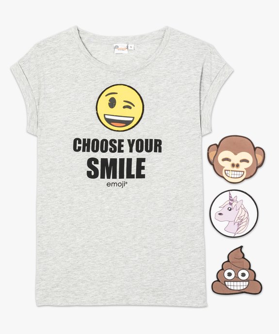 Tee-shirt avec inscription et différents smiley - Emoji vue4 - FOLLOW ME - GEMO