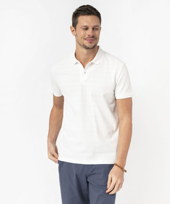 Polo manches courtes en maille texturée homme vue2 - GEMO (HOMME) - GEMO