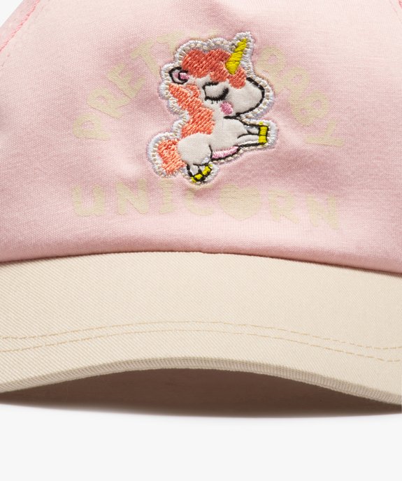 Casquette bébé fille bicolore à broderie licorne vue3 - GEMO(BEBE DEBT) - GEMO