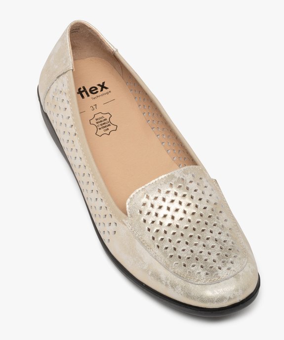 Mocassins confort en cuir à tige ajouré et petit talon compensé femme vue5 - G'FLEX - GEMO