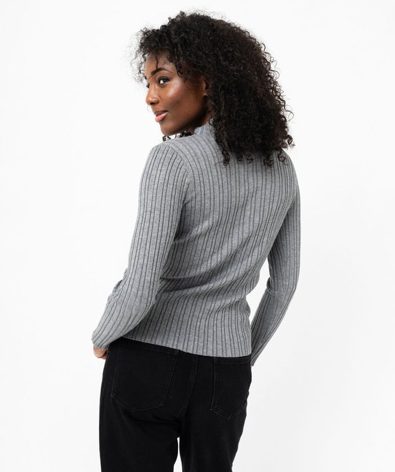 Pull en maille côtelée à col montant femme vue3 - GEMO 4G FEMME - GEMO