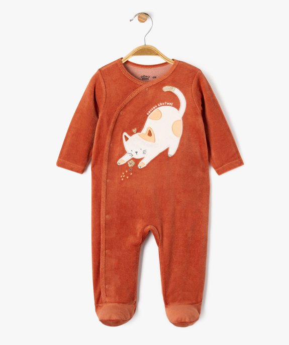 Pyjama en velours dors-bien à ouverture devant bébé vue1 - GEMO 4G BEBE - GEMO