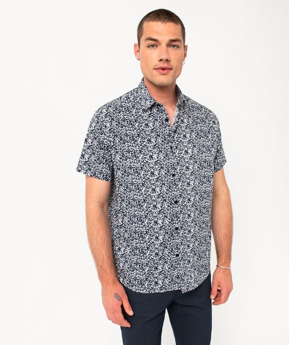 Chemise droite à manches courtes imprimée homme vue1 - GEMO (HOMME) - GEMO