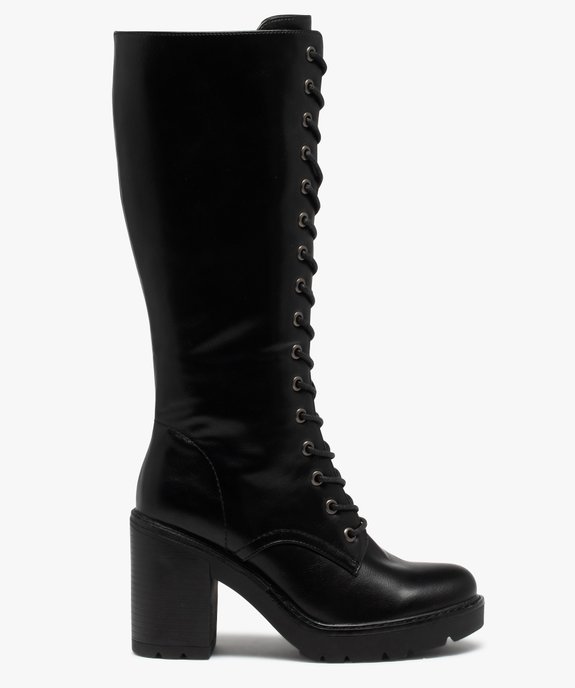 Bottes femme à talon et semelle crantée style rangers vue1 - GEMO(URBAIN) - GEMO