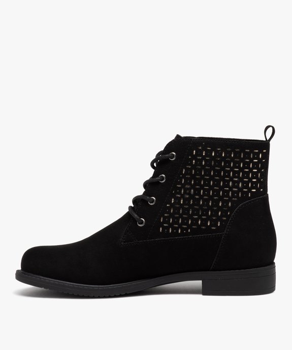 Boots lacées en suédine à détails dorés femme vue3 - GEMO (CASUAL) - GEMO